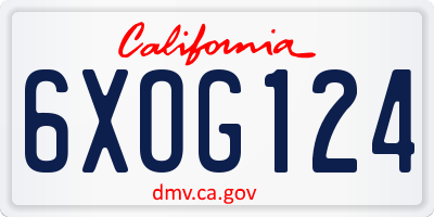 CA license plate 6XOG124