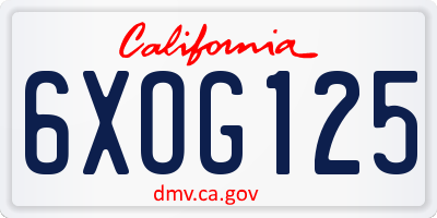 CA license plate 6XOG125