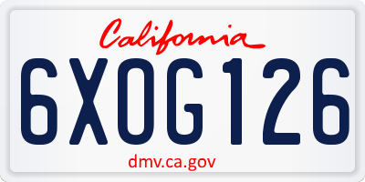 CA license plate 6XOG126