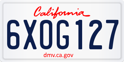 CA license plate 6XOG127
