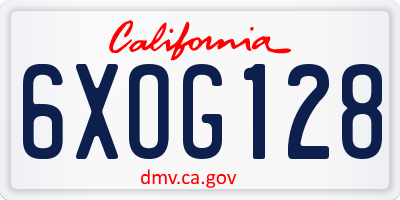 CA license plate 6XOG128