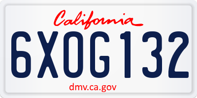 CA license plate 6XOG132