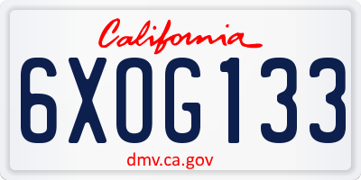 CA license plate 6XOG133