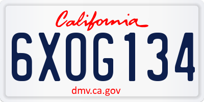 CA license plate 6XOG134