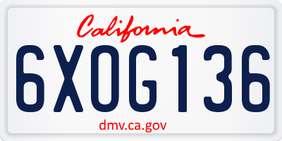 CA license plate 6XOG136