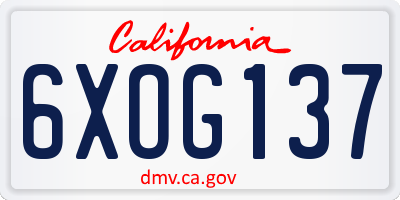CA license plate 6XOG137
