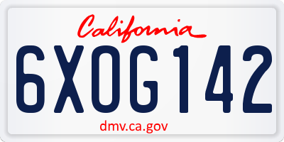 CA license plate 6XOG142