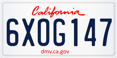 CA license plate 6XOG147