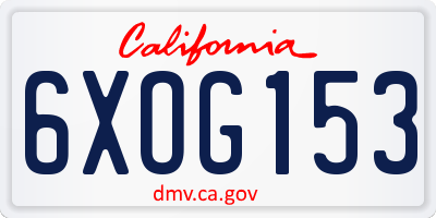 CA license plate 6XOG153