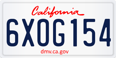 CA license plate 6XOG154