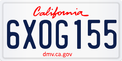 CA license plate 6XOG155
