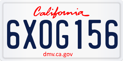 CA license plate 6XOG156