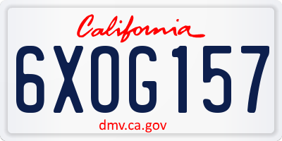 CA license plate 6XOG157