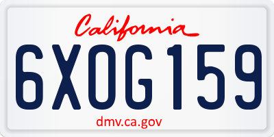 CA license plate 6XOG159