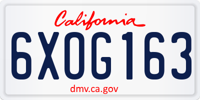 CA license plate 6XOG163