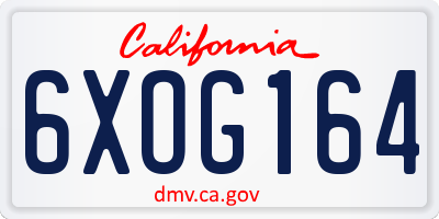 CA license plate 6XOG164