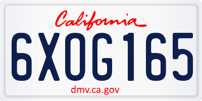 CA license plate 6XOG165