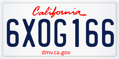 CA license plate 6XOG166