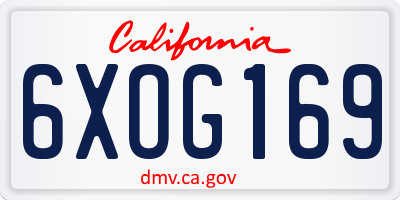 CA license plate 6XOG169