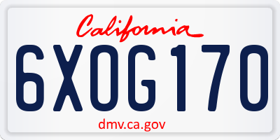 CA license plate 6XOG170