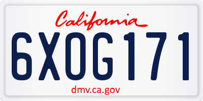 CA license plate 6XOG171