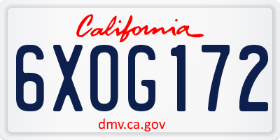 CA license plate 6XOG172