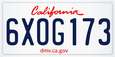 CA license plate 6XOG173