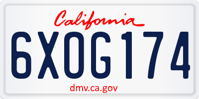 CA license plate 6XOG174