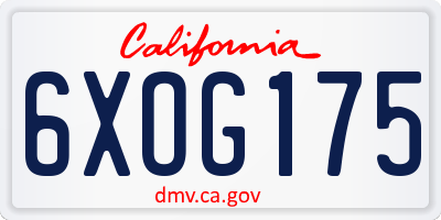 CA license plate 6XOG175