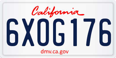 CA license plate 6XOG176