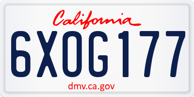 CA license plate 6XOG177