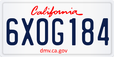 CA license plate 6XOG184