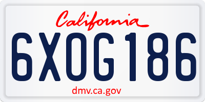 CA license plate 6XOG186