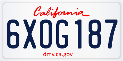 CA license plate 6XOG187