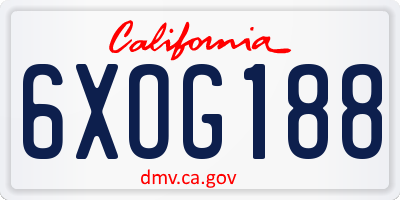 CA license plate 6XOG188