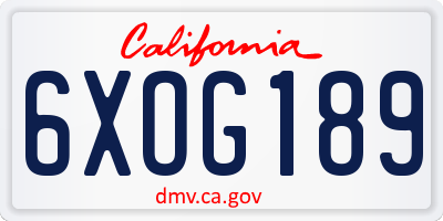 CA license plate 6XOG189