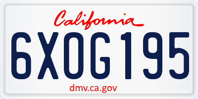 CA license plate 6XOG195