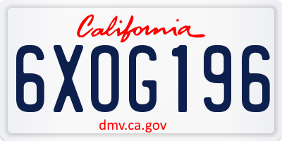 CA license plate 6XOG196