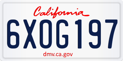 CA license plate 6XOG197