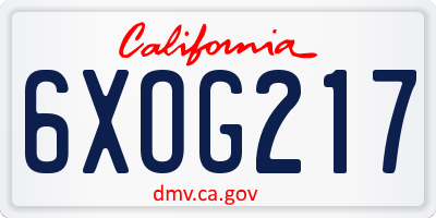 CA license plate 6XOG217