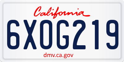 CA license plate 6XOG219