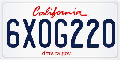 CA license plate 6XOG220