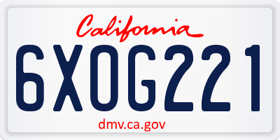 CA license plate 6XOG221