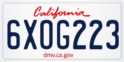 CA license plate 6XOG223