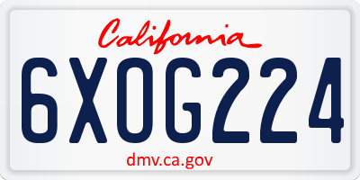 CA license plate 6XOG224
