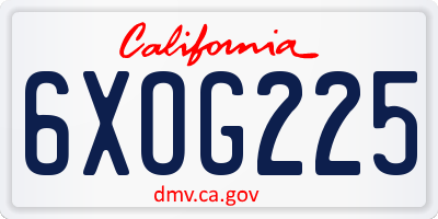 CA license plate 6XOG225