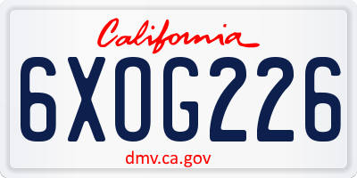 CA license plate 6XOG226