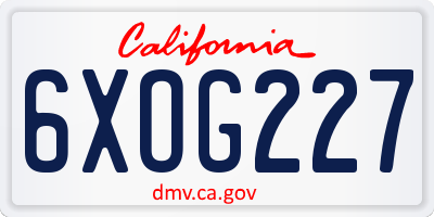 CA license plate 6XOG227