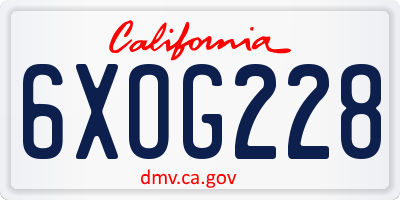 CA license plate 6XOG228