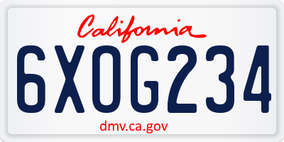 CA license plate 6XOG234